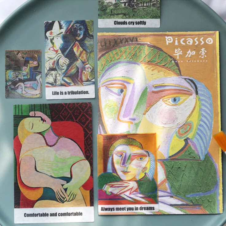 40 шт./лот масляная живопись великими художниками каваи бумажная наклейка для