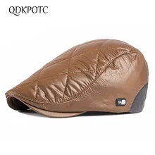 QDKPOTC осень зима новые мужские береты плюс бархатная теплая хлопковая шапка мужская мода Англия Ретро утиный язык шапка