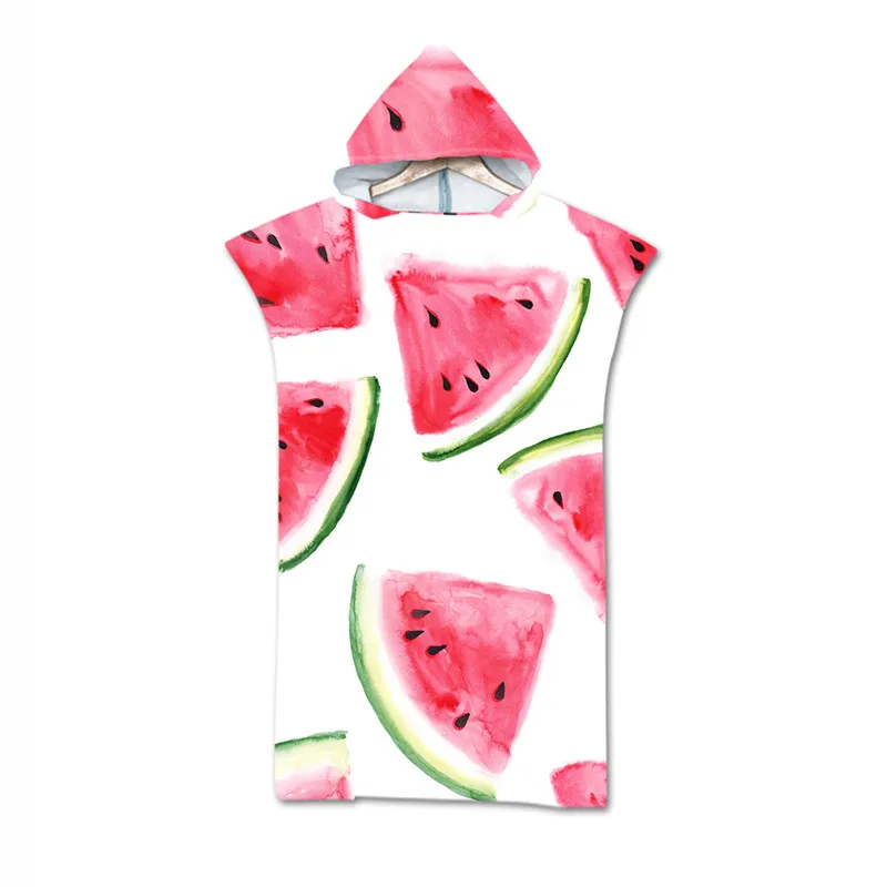 Микрофибра с капюшоном для серфинга пончо полотенце накидка взрослых арбуз
