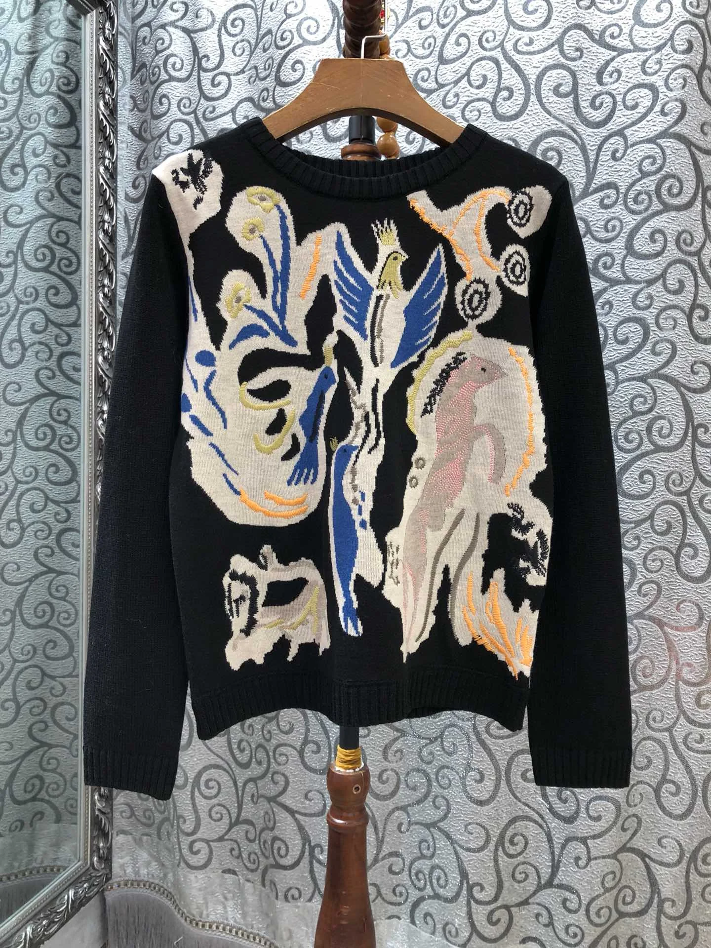 New Spring&Winter Sweater Women Jumper Streetwear Casual O-Neck Full Regular Pullovers Regular Embroidery Animal