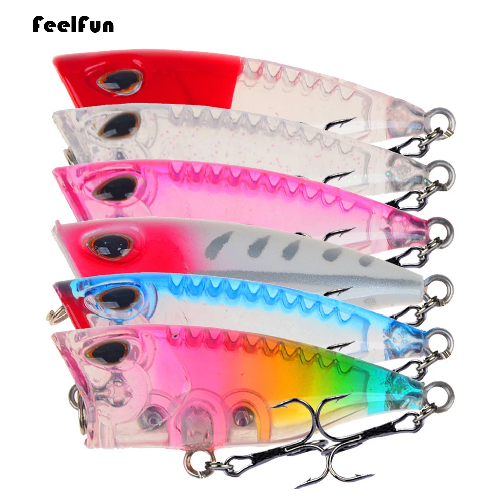 FeelFun 1 шт. 4 см 3 г Мини Поппер рыболовные приманки 3d приманка с глазами воблер