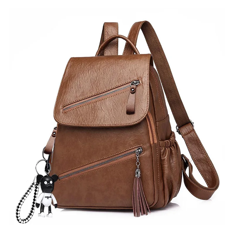 black leather backpack ladies