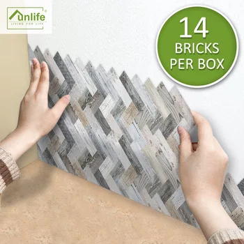 

FUNLIFE Company Decorative Wall PVC Wall Stickers 14 Piece Cross Border Herringbone Natural Wood Grain Anti-slip Tape LB006