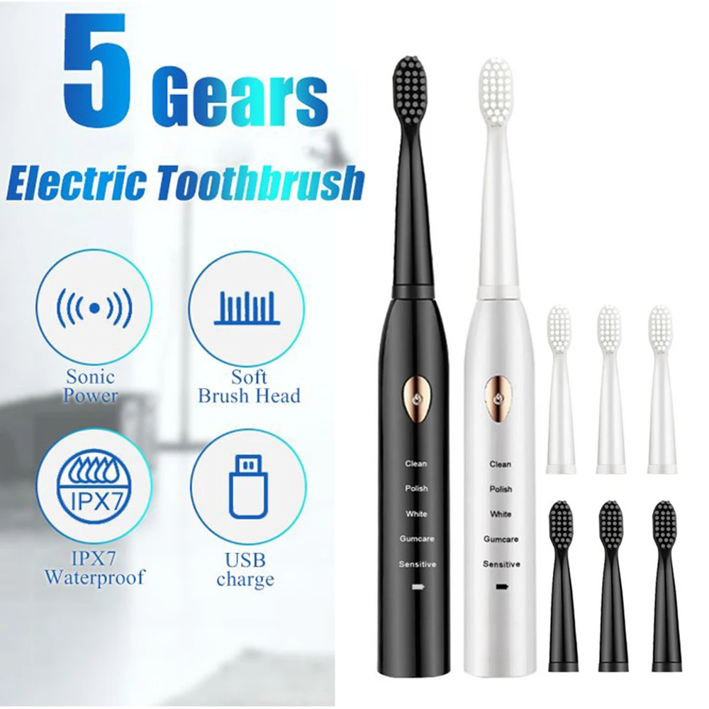 Electric Toothbrush for Men and Women Couple Houseehold Whitening IPX7 Waterproof Toothbrushes Ultrasonic Automatic Tooth Brush