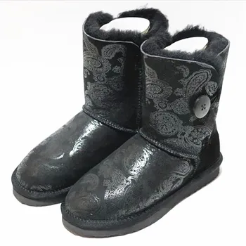 

New 2020 Fashion Genuine Sheepskin Leather Snow Boots Natural Fur Winter Boots Women Warm 100% Wool Boots Women Boots