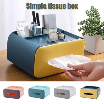 

Multifunctional Tissue Box Home Office Sundries Storage Box Desktop Remote Controller Organizer PI669