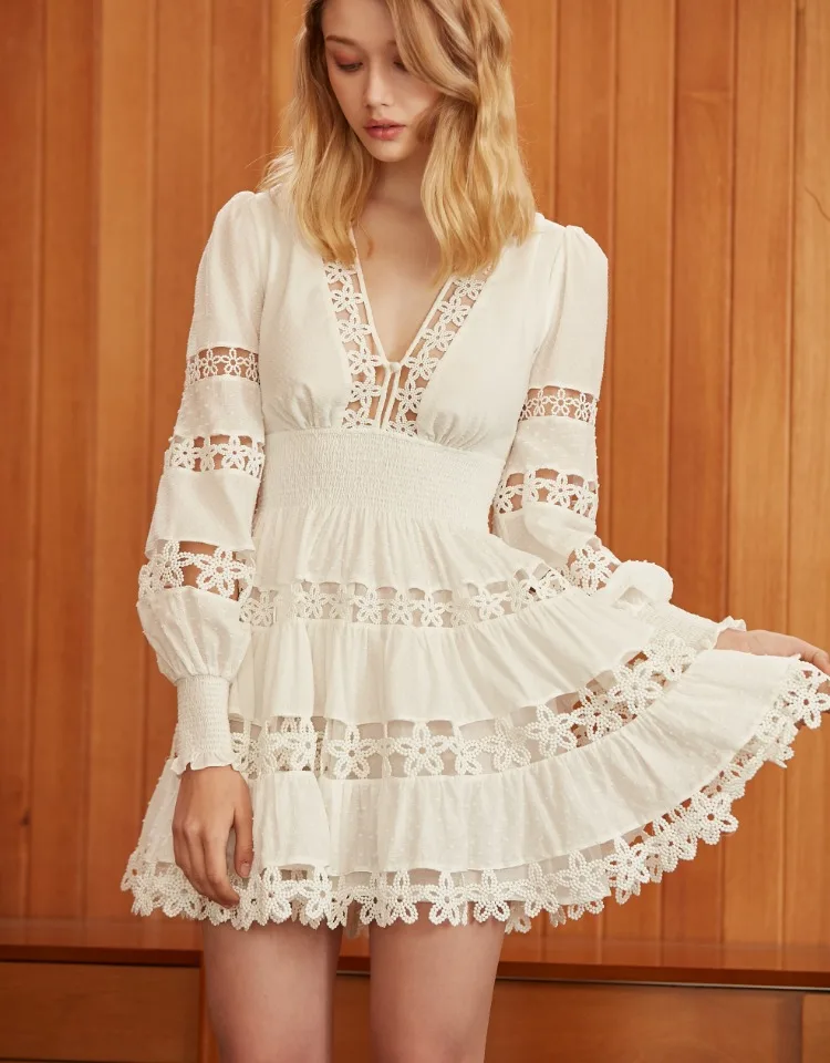 EASYSMALL, женское летнее платье, модное, сексуальное, высокого класса, Vestidos, вечерние, повседневные, кружевные, с высокой талией, с длинным рукавом, с v-образным вырезом, платья