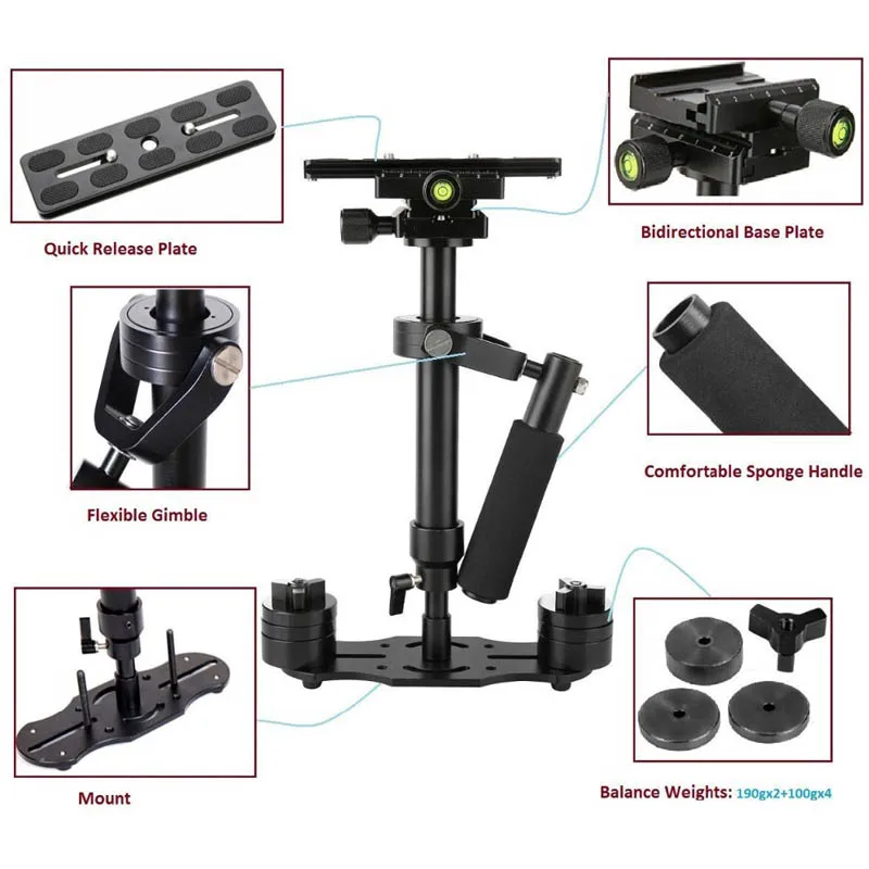 Профессиональный S40 40 см/15,7 дюйма камера Ручной Стабилизатор Steadicam для DSLR фотостудии путешествия видео DV Estabilizador