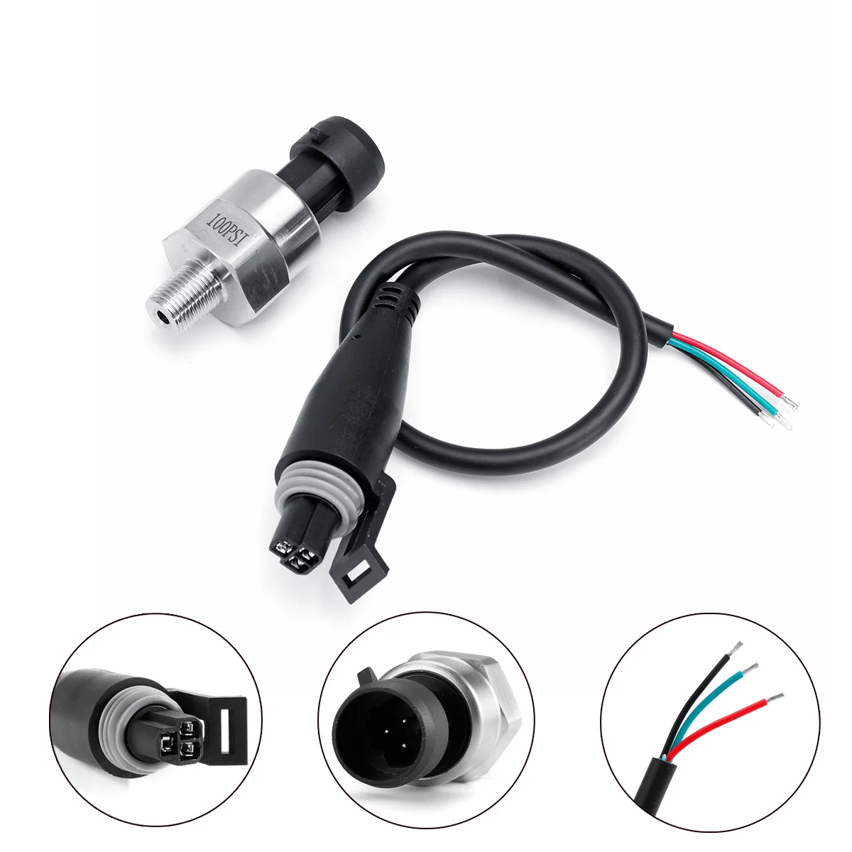 Transdutor de Pressão Óleo Combustível ar Transmissor Sensor Aço Inoxidável 15 30 60 100 150 200psi 5 v 1 - 8npt 7 Sensor de pressão