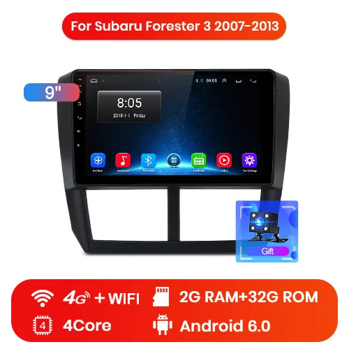 4G 2GB 32GB Junsun V1 2G+ 32G Android 8,1 автомобильный Радио Мультимедиа Видео плеер навигация gps для Subaru Forester 3 2007-2013 2 din Авто без dvd - Цвет: 4G 2GB 32GB