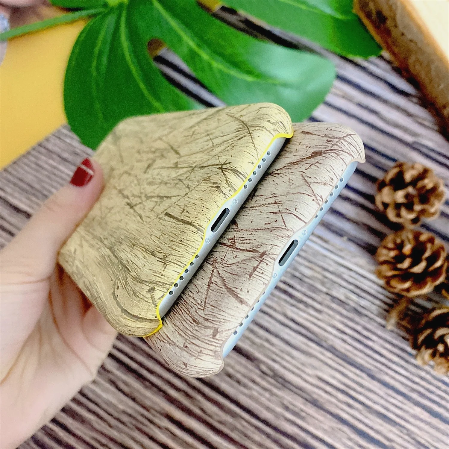 Чехол для телефона LISCN из искусственной кожи с текстурой древесины iphone 11 11Pro Max 6 7 8