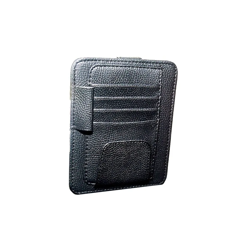 Leather Grain Sun Visor Paper File Glasses Folder Card Slot 4 Colors Lychee Pattern 80g Exquisitely Designed Durable