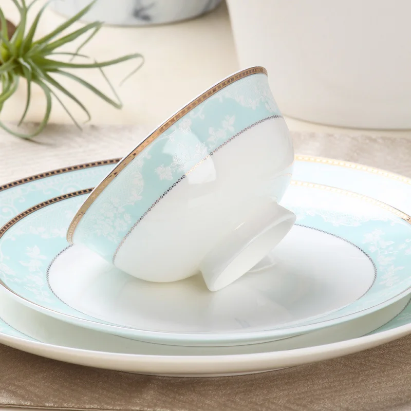 60 Heads ceramic tableware ceramic dish Dish Rice Bowl Salad Noodles Bowl Plate Dinnerware Sets Kitchen AshtrayTableware