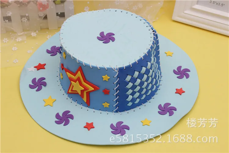 4-Eva Weave Hat Eva Hand-made DIY клейкая не плетеная игрушка детский художественный и ремесленный урок