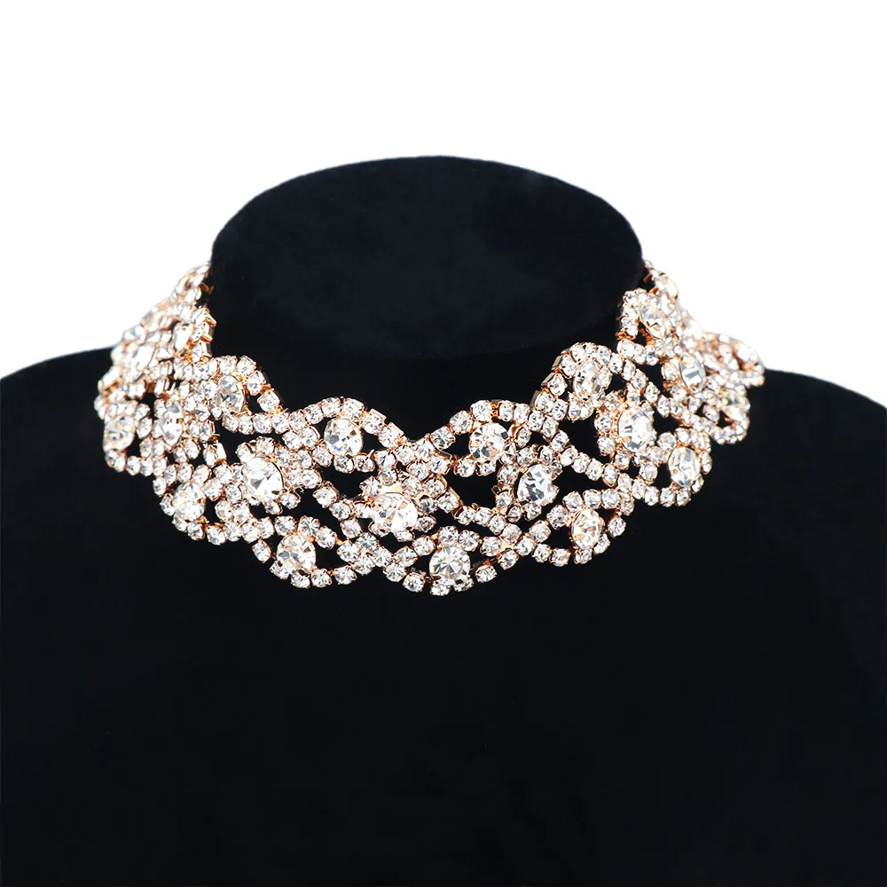 

Sparkling Full Crystal Rhinestone Choker Necklace for Women Wedding Bridal Collar Choker Chain Necklace Party Jewelry