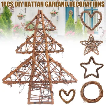 

DIY Handmade Wooden Rattan Garland Multi Shape Wreath Crafts Christmas Wedding Decoration HKS99