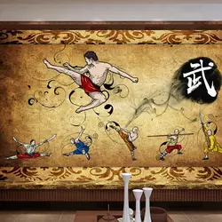 Бесплатная доставка пользовательские обои китайский кунг-фу китайские ушу музей стены изображения стены обои на стене пользовательские