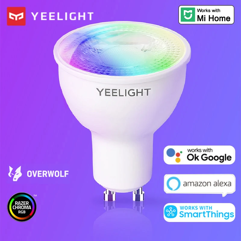 Yeelight bombilla LED inteligente GU10, foco W1 RGB regulable, Wifi, 220V,  aplicación de Control por voz para Asistente de Google, Alexa, Xiaomi Mi  Home|Control remoto inteligente| - AliExpress