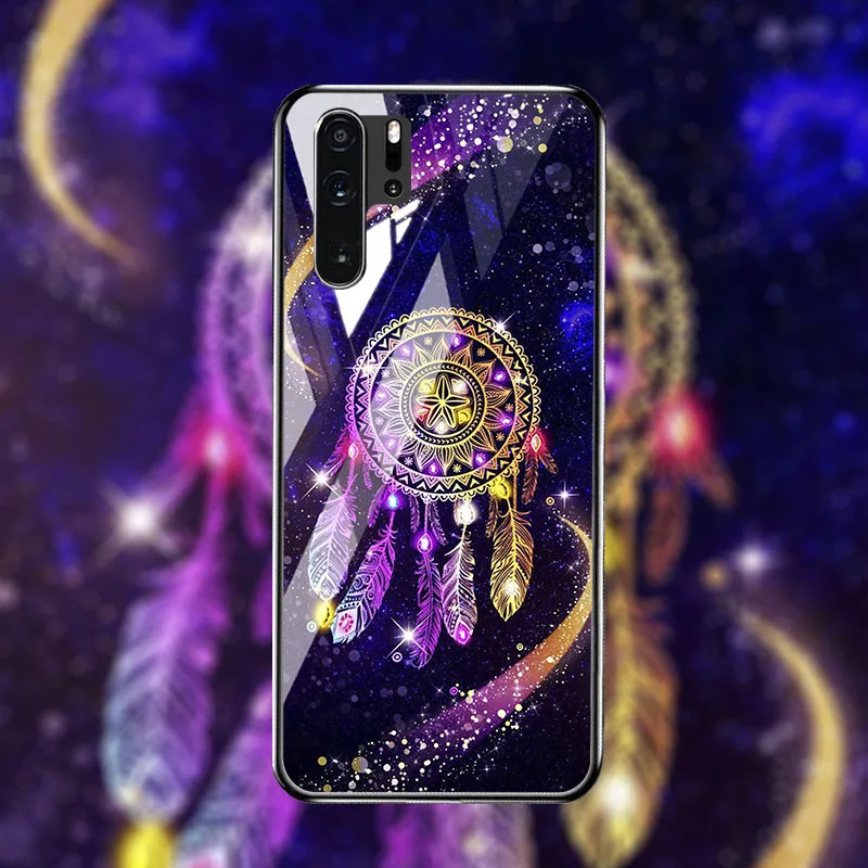 Чехол для телефона из закаленного стекла для huawei P30 P20 pro чехол, стеклянный цветочный для huawei P30 P20 lite P20 lite чехол, задняя крышка