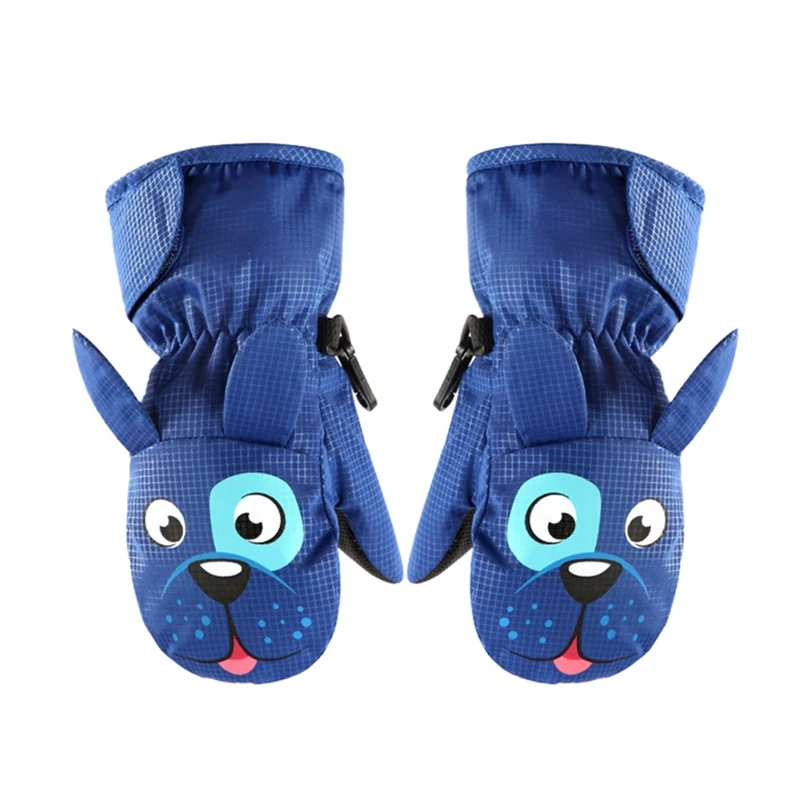 Blue 6-8T Детские лыжные перчатки теплые бархатные штаны для детей Зимние варежки зимняя обувь на нескользящей подошве для маленьких мальчиков и девочек варежки Водонепроницаемый Детские перчатки для От 1 до 8 лет - Цвет: Blue 6-8T