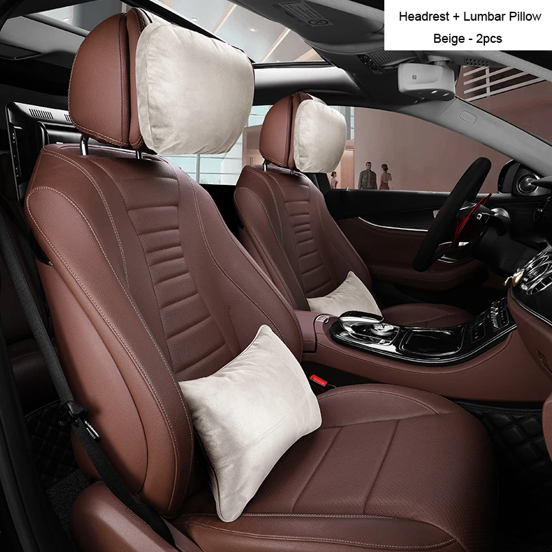 Подголовник автомобиля Maybach дизайн S класса шеи поясничного сиденья подушки Поддержка Мягкие Замшевые подушки для Mercedes Benz - Цвет: Beige-HL2pcs