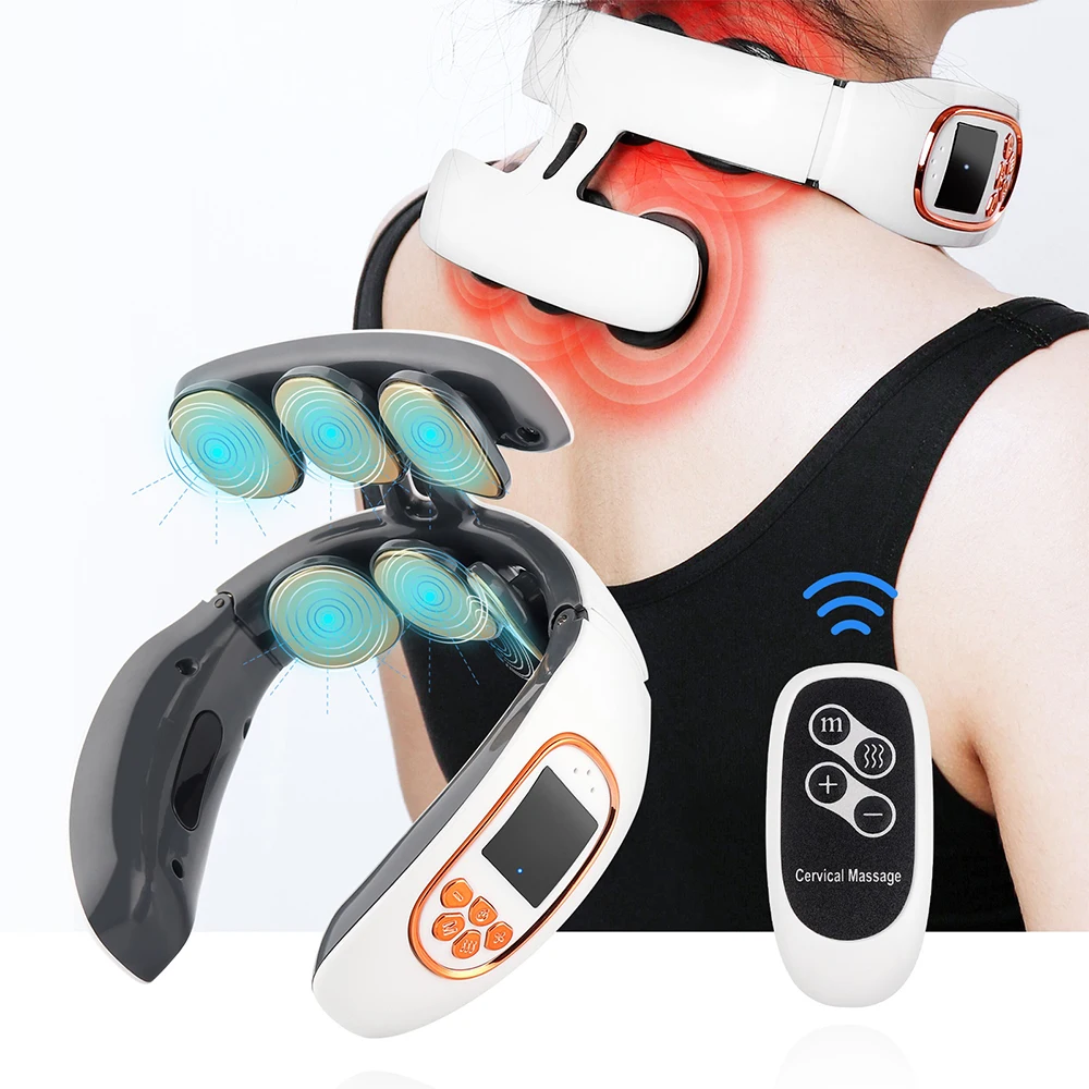 4/6 Head Intelligent Neck Massager 15 Levels TENS Electric Impulse Wireless Cervical Massager Relaxation Relief Pain Health Care