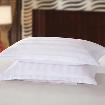 

100% Satin Cotton 3cm Stripes Hotel Pillow Case Pure White Square Rectangle Pillowcase Bedding Pillow Cover 50x80cm/58x88cm Size