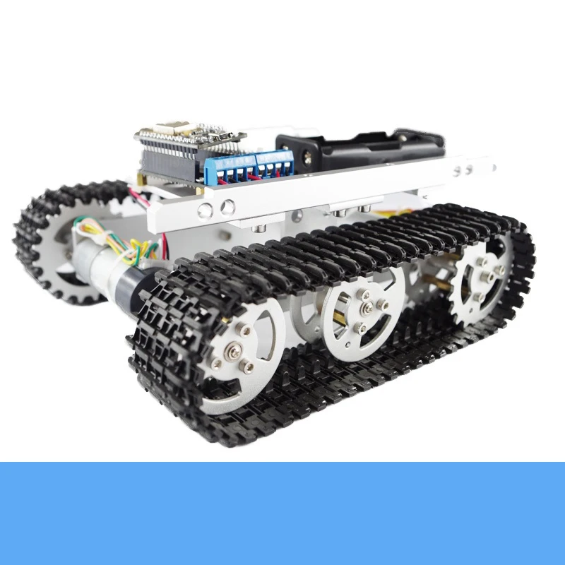 T100 Metal Smart Rc Robot Tank Chassis Kit+ESP8266 Wireless Controller Development Board APP Control DIY For Arduino Free Code