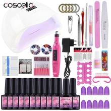 COSCELIA маникюрный набор для УФ светодиодный Сушилка для ногтей Набор для ногтей Гель-лак для ногтей Набор для маникюра Инструменты для дизайна ногтей