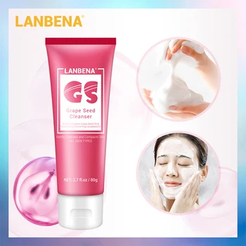 

Lanbena Facial Cleaner Grape Seed Face Wash Cleansing Oil Control Cleanser Firming Repairing Anti-Aging Shrink Pore Skin Care