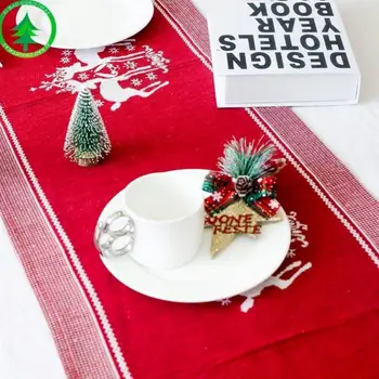 

Christmas Decoration Linen Printed Elk Printing Table Runner Tablecloth Placemat Hotel Home Xmas Festival Decoration