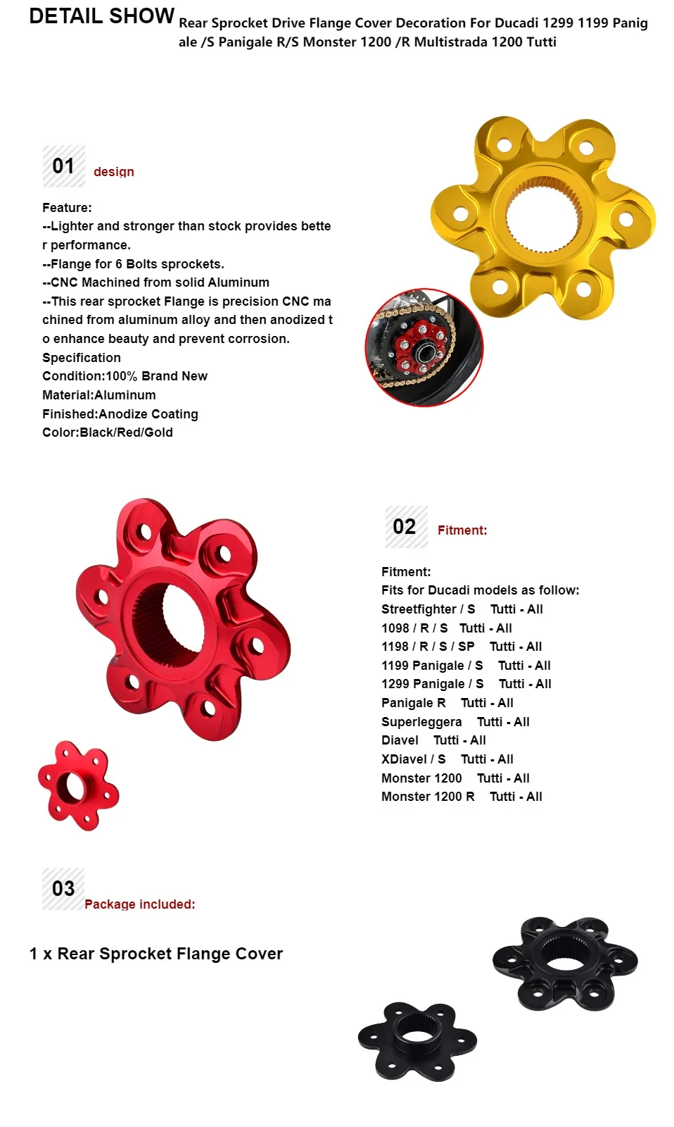 Задняя звездочка фланец привода крышка украшения для Ducadi 1299 1199 Panigale/S Panigale R/S Monster 1200/R Multistrada 1200 Tutti