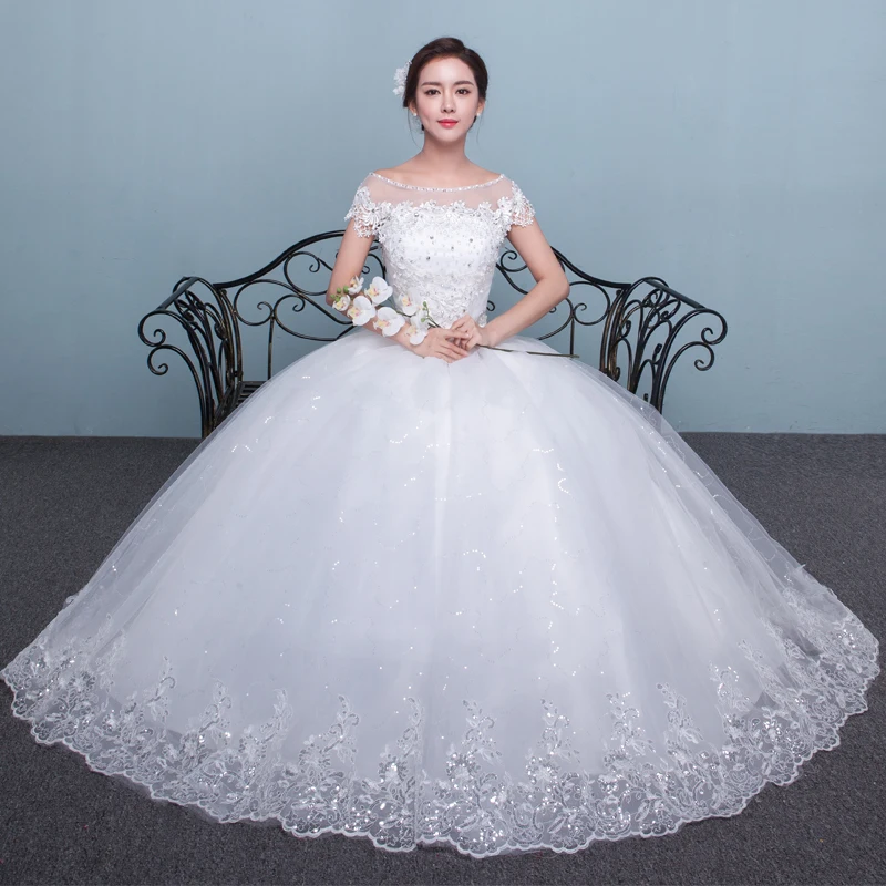 Embroidery Wedding Dress Lace Up  New Bride Plus Size Wedding Dresses Ball Gowns Bridal Flower Dresses Vestido De Noiva 1