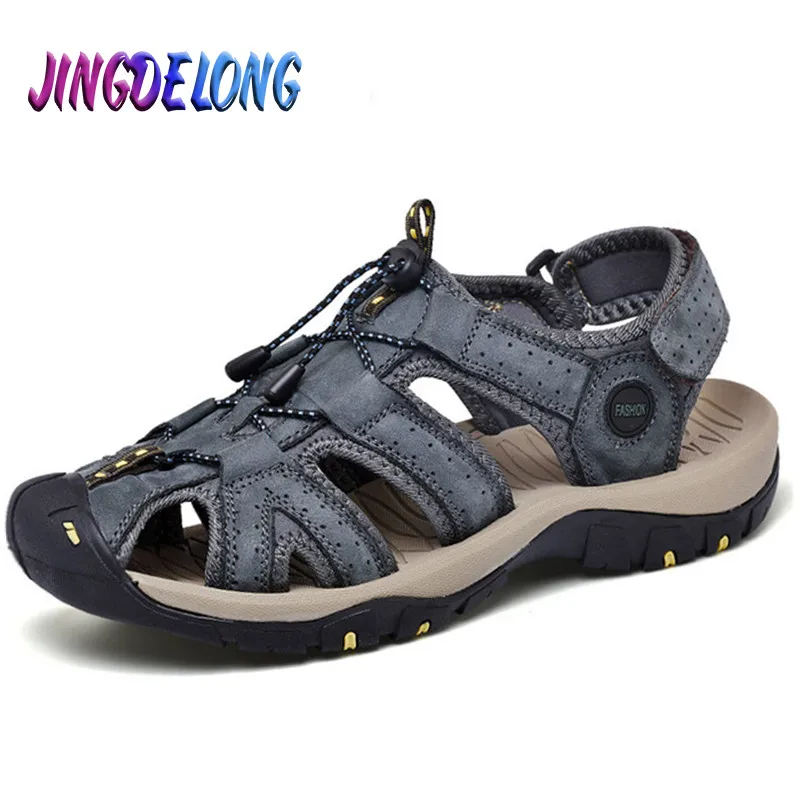 Classic Summer Men's Sandals Genuine Leather Men's Outdoor Beach Sandals Roman Design Men's Shoes Comfortable Men's Footwear