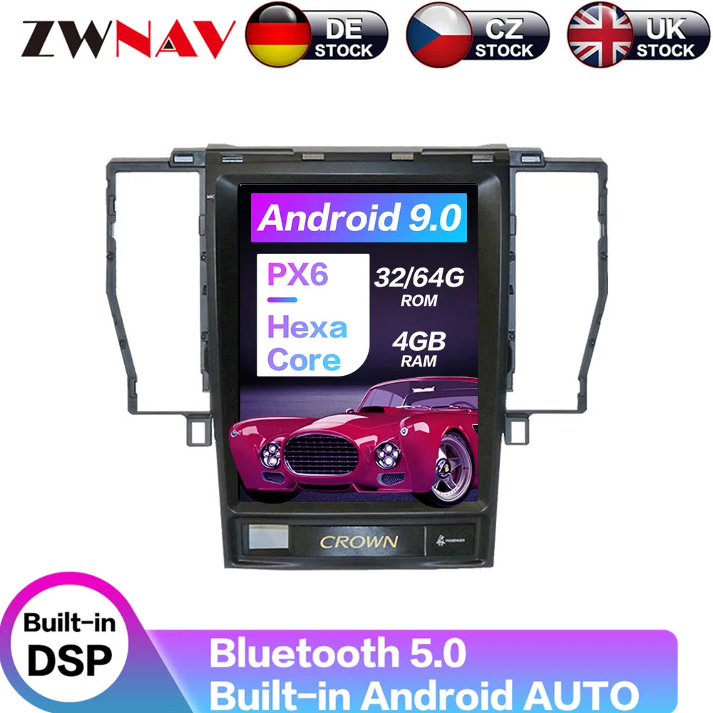 Android 9 64+ 4G Tesla с DSP Carplay автомобильный мультимедийный плеер стерео для TOYOTA CROWN 2012 Авто Стерео gps навигация