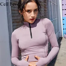 Женские футболки для йоги с длинным рукавом с отверстием для большого пальца, бесшовные спортивные майки для фитнеса, бега, быстросохнущие футболки для спортзала, тренировки, укороченные топы