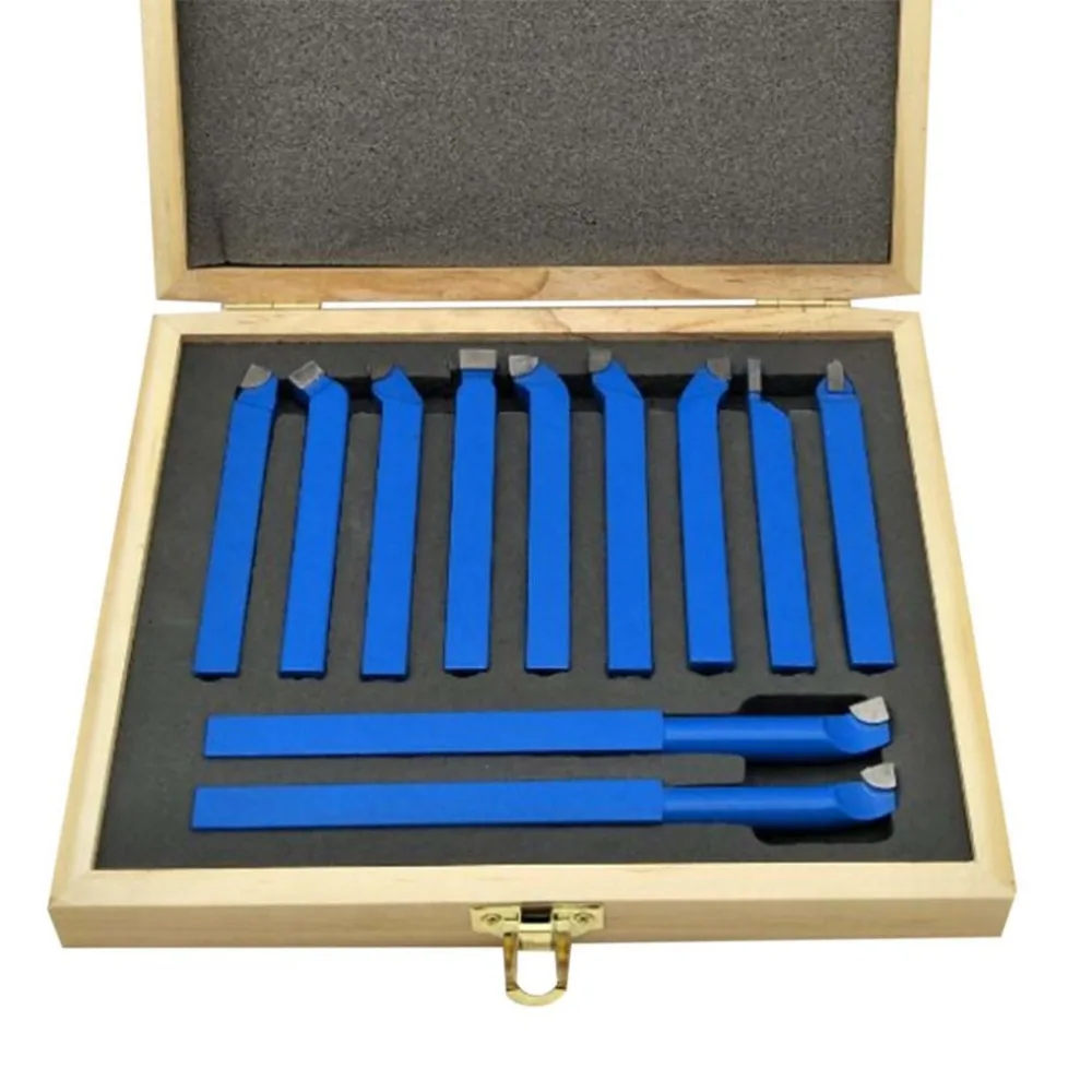 

OUTAD 11pcs Carbide Tip Tipped Cutter Tool Bit Cutting Set For Metal Lathe Tooling Welding Type Lathe Bits Tungsten Carbide Tips