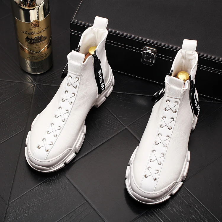 Г., новые модные дизайнерские мужские повседневные туфли на плоской платформе с высоким берцем на молнии ботильоны обувь для скейтборда sapato social masculino