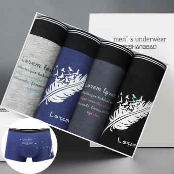 

4pcs/lot Male Panties Cotton Men's Underwear Boxers Breathable Man Boxer Solid Underpants Comfortable Brand Shorts