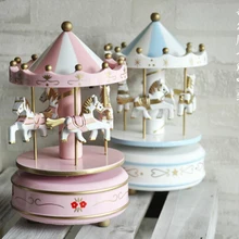 Музыкальная карусель Коробки геометрический музыка украшение детской комнаты рождественские подарки унисекс деревянный карусельная лошадка коробка для домашнего декора 1 шт