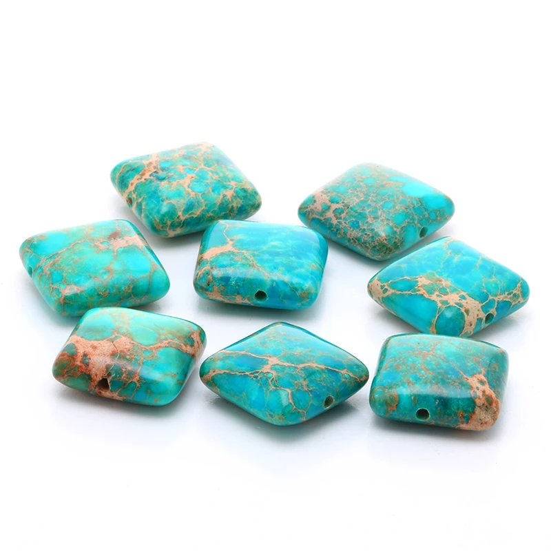 Emperor Pine Beads Natural Stone 14mm Square Shape See sediment Loose bead fit Jewelry Bracelet Making DIY DXT02302