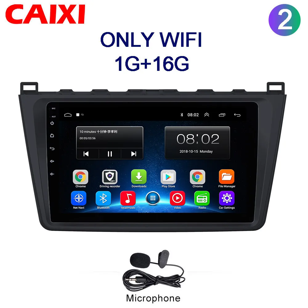 Для Mazda 6 Rui wing 2008 2009- Android 8,1 автомобильный DVD gps стерео радио 2G+ 3 2G Wifi карта автомобиля 2 Din мультимедийный плеер - Цвет: Cx-M6-MIC