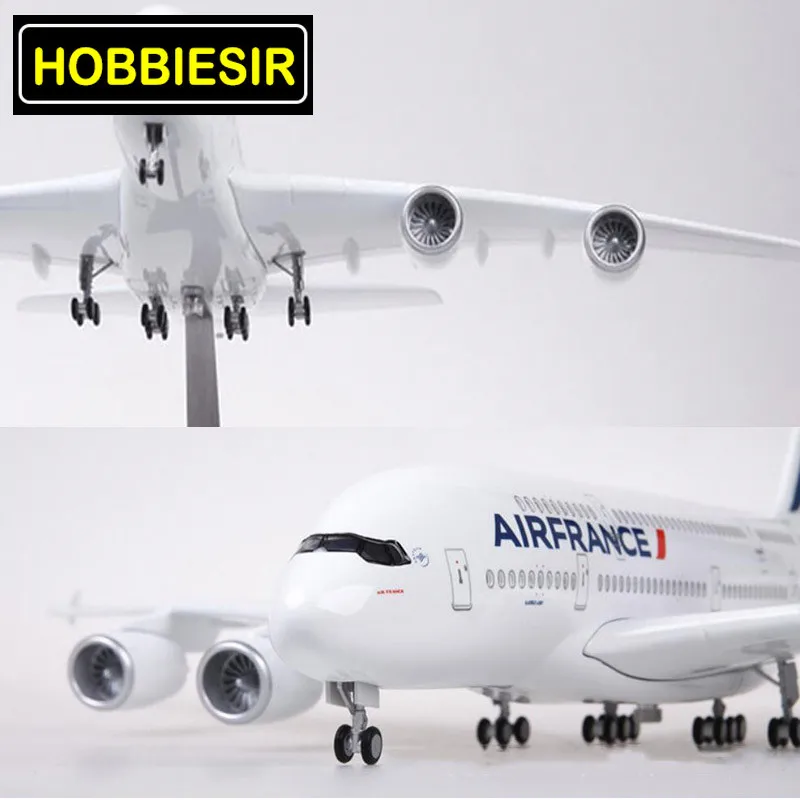 50,5 см 1/160 масштаб Airbus A380 самолет Air Франция авиакомпания Модель W светодиодный свет и колесо литье под давлением пластик Смола самолет для сбора