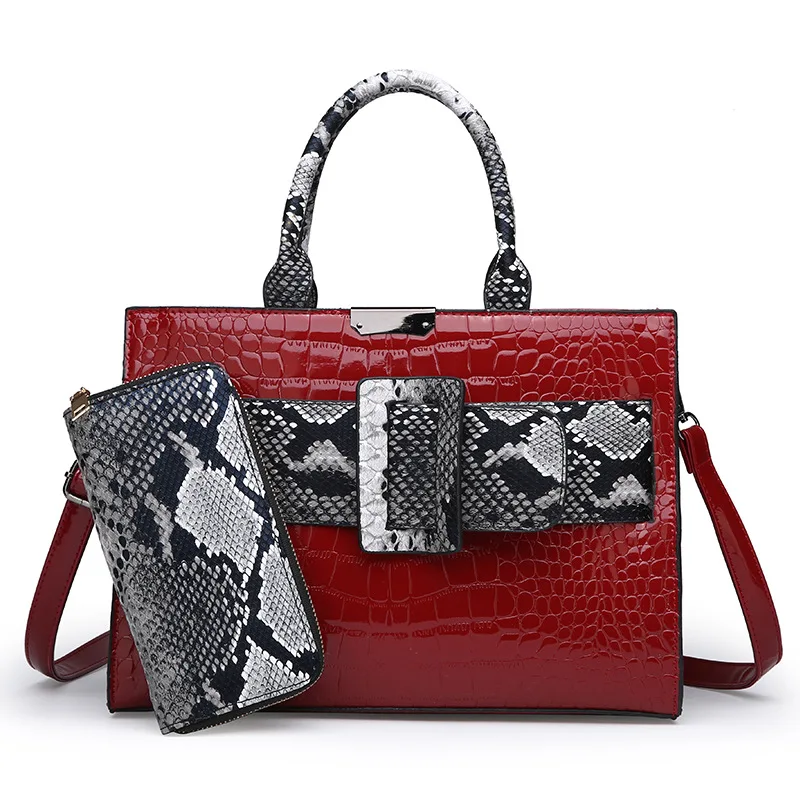 

WOMEN'S Bag 2019 New Style Europe And America-Style Patent Leather Snakeskin Picture Diana Bag Large Capacity Shoulder Handbag F