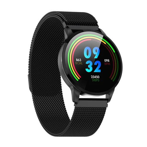 Новинка, Смарт-часы для фитнеса, для женщин, для бега, пульсометр, Bluetooth, шагомер, сенсорный, умные спортивные Смарт-часы для женщин и мужчин - Цвет: Черный