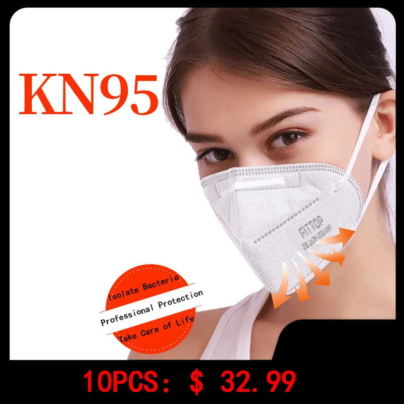 

10pcs KN95 Face Mask Non-woven Material Non-Disposable Adult Protection Germs Haze Mouth Face Flu Mask Anti-PM2.5 Dust Mask