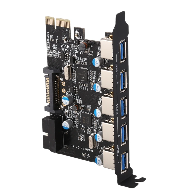 7 портов Pci-E Usb 3,0 Express Card, 5 портов снаружи и 2 порта для передней панели через 19Pin внутри с 5 В 15Pin Sata разъем питания f
