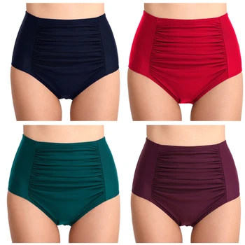 

Sexy Bikini Bottom High Waist Briefs Swimwear Women Mesh Swim Shorts Swimsuit Underwear Plus Size Ruched Pants Tankini Beachwear