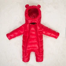 Зимний детский цельный пуховик детский теплый комбинезон, ветрозащитное зимнее пальто для маленьких девочек пуховый спальный мешок для новорожденных, Одежда для младенцев