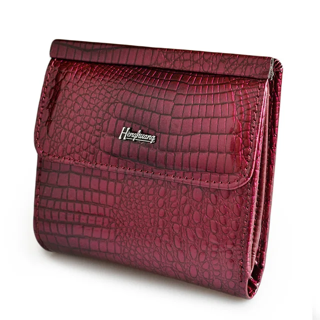 HH Mini Wallet womens wallets and Purses Alligator Short Wallet Genuine Leather Female Purse ID Card Holder Money Coin bags 6